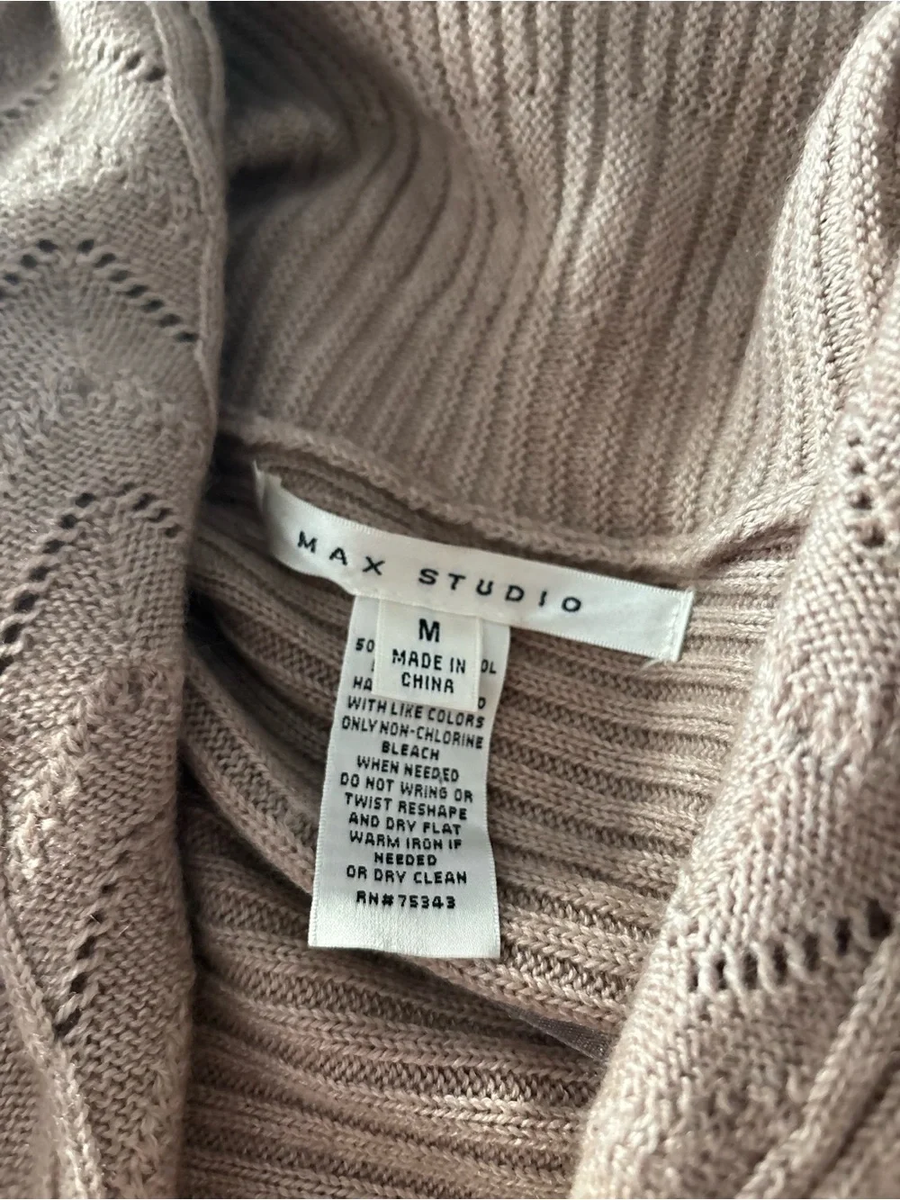 Max Studio Taupe Open-Front Cable Knit Cardigan - Picture 6 of 6